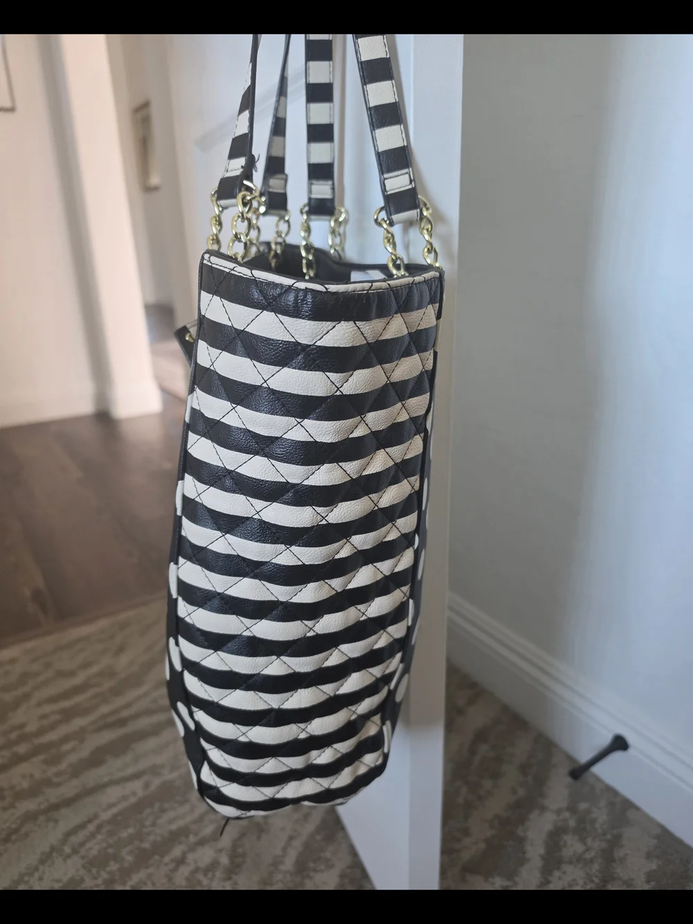 Betsey Johnson Polka Dot & Stripe Tote Bag